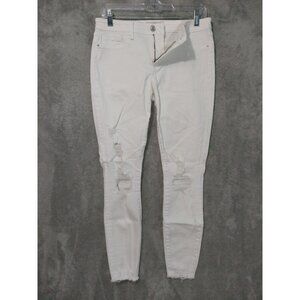 Abercrombie Fitch Jeans Women 4 White Harper Low Rise Super Skinny Distressed